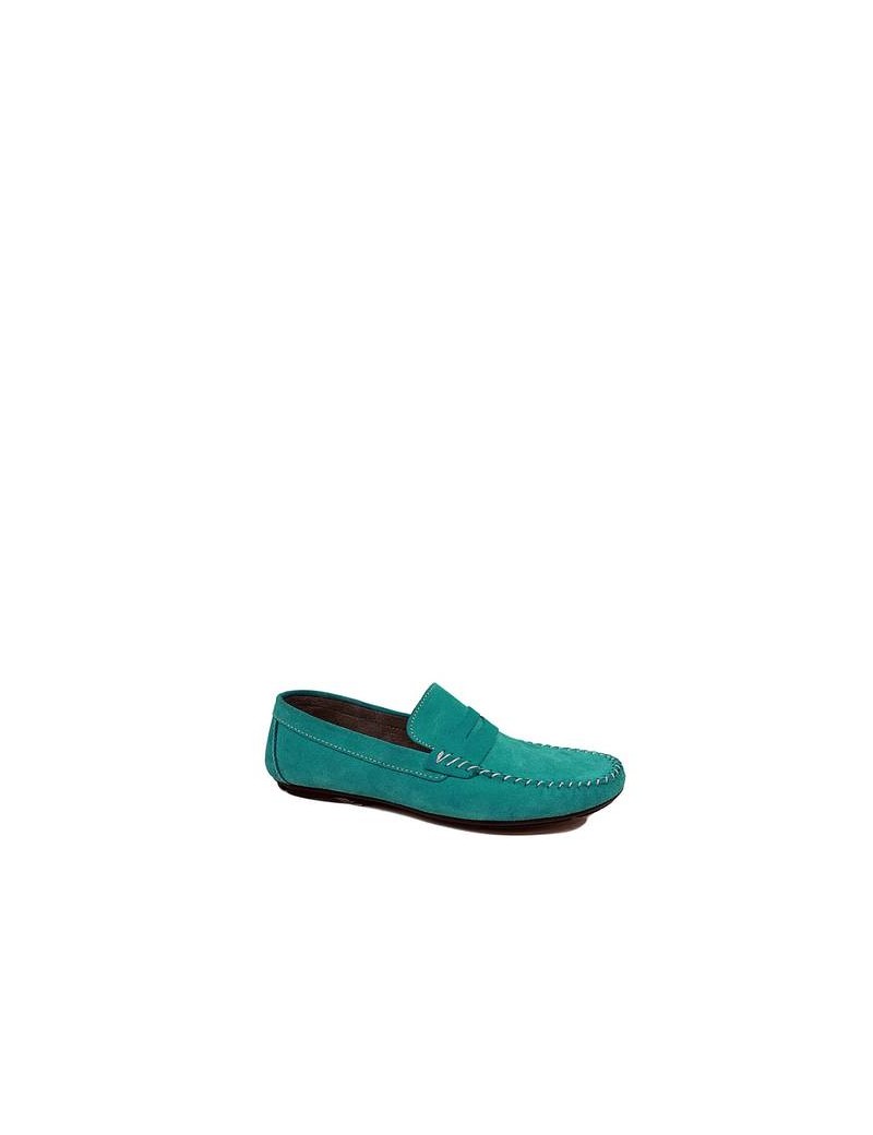 Chaussures Mocassins Cuir Pour Homme - Couleur Turquoise