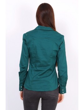 chemise manches longues femme en popeline verte